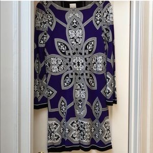 Nicole Miller blue black shift dress Small S